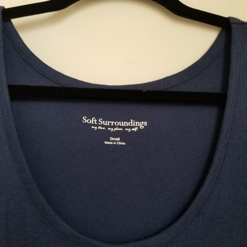 Soft Surroundings Santiago Maxi Flare Dress Navy Blue Summer Spring Pockets Sz S - Picture 6 of 9